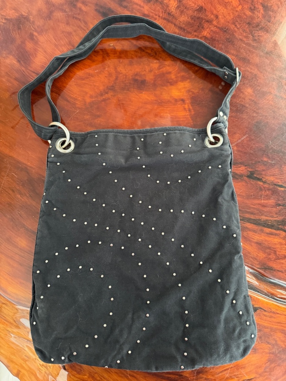 Armani Exchange Black Studded Shoulder Bag